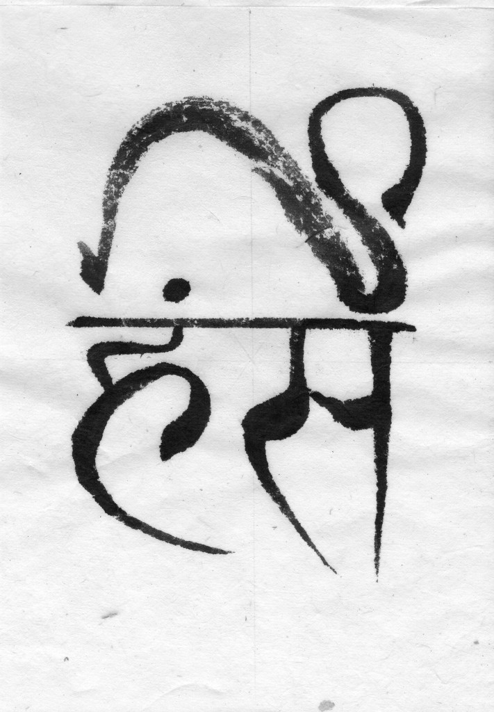 Hamsa Sanskrit Calligraphy rod hillen art